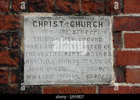 Tafel der Christ Church in London Stockfoto