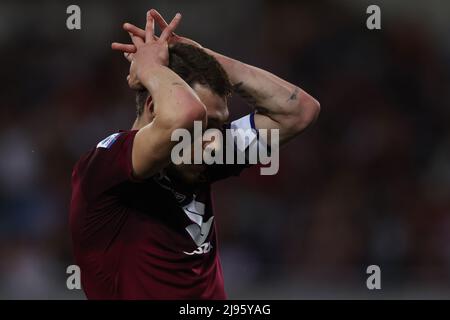 Turin, Italien, 20.. Mai 2022. Andrea Belotti vom FC Turin reagiert während des Serie-A-Spiels im Stadio Olimpico Grande Torino, Turin. Bildnachweis sollte lauten: Jonathan Moscrop / Sportimage Kredit: Sportimage/Alamy Live News Stockfoto