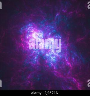 Abstrakter fraktaler Fantasy-Hintergrund, Weltraumgalaxie, digitale geometrische Techno-Stil Illustration Stockfoto