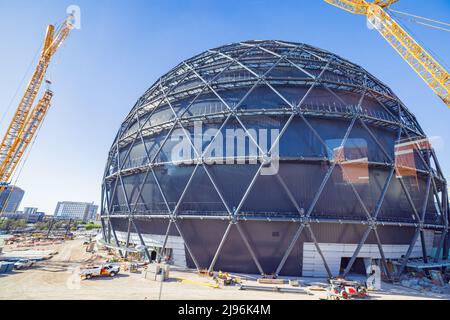 Las Vegas, MAI 13 2022 - Sonnenansicht der MGM-Sphäre im Bau Stockfoto