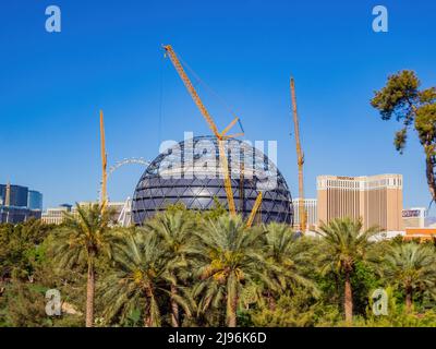 Las Vegas, MAI 13 2022 - Sonnenansicht der MGM-Sphäre im Bau Stockfoto