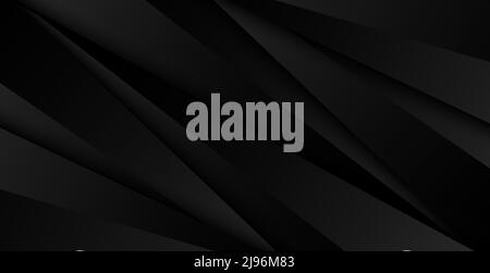Abstract 3D moderne schwarze diagonale Streifen Schichten geometrisches Dreiecksmuster auf dunklem Hintergrund. Vektorgrafik Stock Vektor