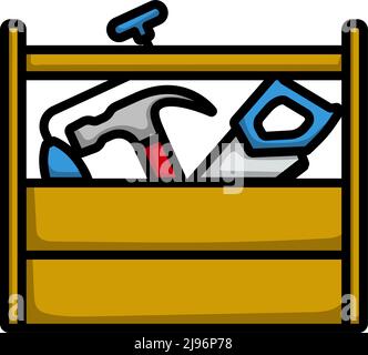Retro-Tool-Box-Symbol. Editierbare Fett Formatigte Kontur Mit Farbfüllungsdesign. Vektorgrafik. Stock Vektor