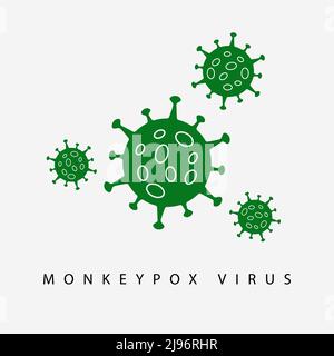 Virus-Symbol Monkeypox in grüner Farbe. Pockenvirus-Konzept. Vektorgrafik Clipart Stock Vektor