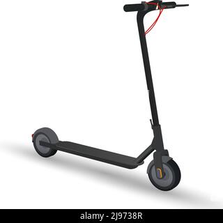 Vektor detaillierte Illustration von Elektro-Kick Scooter Fahrrad mit roten Drähten isoliert auf weiß Stock Vektor