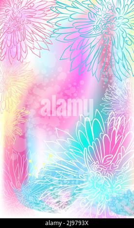 Zarte rosa Farbverlauf Hintergrund mit Blumen. Vektorgrafik Stock Vektor