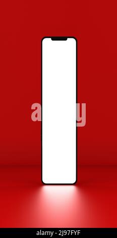 Mockup für ultralange Handyvorlagen. 3D Abbildung. Stockfoto