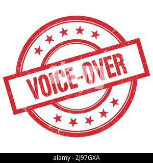 VOICE-OVER-Text auf rotem runden Vintage-Stempel geschrieben. Stockfoto