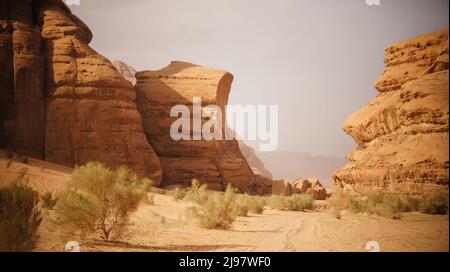 Wunderschöne Aussicht auf die Wadi Rum Wüste Stockfoto