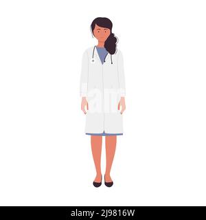 Stehende Pose der Ärztin. Medizinische Arbeiter im Krankenhaus einheitliche Vektor-Illustration Stock Vektor