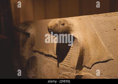 Alte ägyptische Exponate im Imhotep-Museum, das sich in der Nähe des Nekropolen-Komplexes Saqqara in Niederägypten befindet Stockfoto