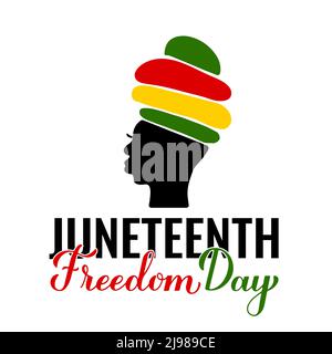 Poster zum Juneteenth Freedom Day. Afroamerikanische Frau Silhouette. Vektor-Vorlage für Banner, Grußkarte, Postkarte, Hemd, etc. Stock Vektor