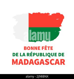 Madagaskar Unabhängigkeitstag Typografie Poster in Französisch. Nationalfeiertag am 26. Juni. Vektorvorlage für Banner, Flyer, Grußkarte usw. Stock Vektor