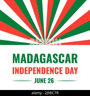 Banner zum Unabhängigkeitstag Madagaskars. Nationalfeiertag am 26. Juni. Vektor-Vorlage für Poster, Grußkarte, Flyer, etc. Stock Vektor