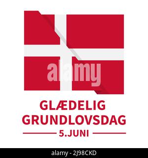 Typografie-Poster zum Tag der dänischen Verfassung auf Dänisch. Feiertagsfeier am 5. Juni. Vektor-Vorlage für Banner, Flyer, Grußkarte, etc. Stock Vektor