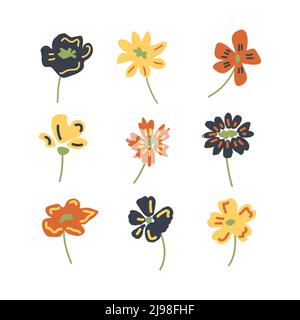 Isolierte einfache Blume Symbole gesetzt Stock Vektor