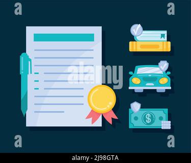 Vier Symbole für Krankenversicherungssets Stock Vektor