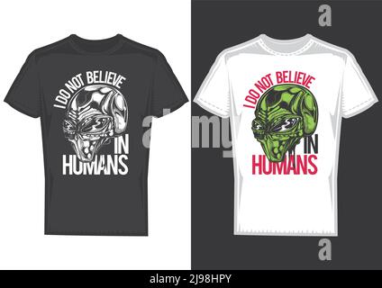 T-Shirt-Design auf 2 T-Shirts mit Plakaten von Aleins. Stock Vektor