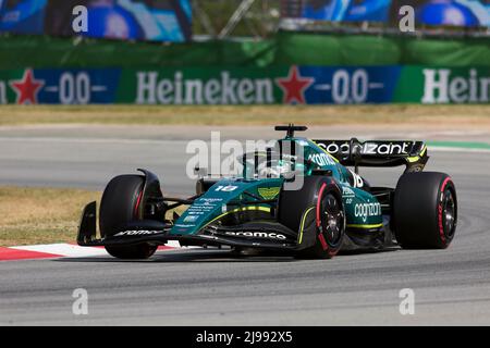 21.. Mai 2022; Barcelona, Circuit de Barcelona Catalunya, Spanien. F1 großer Preis von Spanien, Qualifikationssitzungen; Lance Stroll von Kanada mit dem AMR22 (18) Aston Martin F1 Team Stockfoto