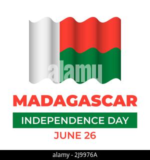 Typografie-Poster zum Unabhängigkeitstag in Madagaskar. Nationalfeiertag am 26. Juni. Vektor-Vorlage für Banner, Grußkarte, Flyer, etc. Stock Vektor