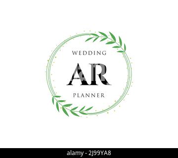 AR Initials Letter Hochzeit Monogram Logos Kollektion, handgezeichnete moderne minimalistische und florale Vorlagen für Einladungskarten, Save the Date, elegant Stock Vektor