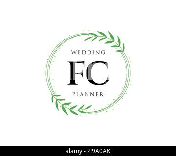 FC Initials Letter Hochzeit Monogram Logos Kollektion, handgezeichnete moderne minimalistische und florale Vorlagen für Einladungskarten, Save the Date, elegant Stock Vektor