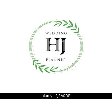 HJ Initials Letter Hochzeit Monogram Logos Kollektion, handgezeichnete moderne minimalistische und florale Vorlagen für Einladungskarten, Save the Date, elegant Stock Vektor