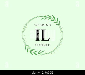 IL Initials Letter Hochzeit Monogram Logos Kollektion, handgezeichnete moderne minimalistische und florale Vorlagen für Einladungskarten, Save the Date, elegant Stock Vektor