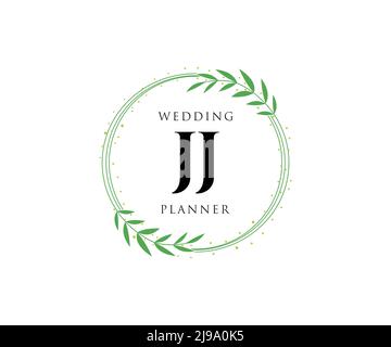 JJ Initials Letter Hochzeitslogos-Kollektion, handgezeichnete, moderne, minimalistische und florale Vorlagen für Einladungskarten, Save the Date, elegant Stock Vektor