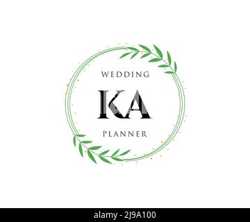 KA Initials Letter Hochzeit Monogram Logos Kollektion, handgezeichnete moderne minimalistische und florale Vorlagen für Einladungskarten, Save the Date, elegant Stock Vektor