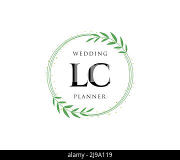 LC Initials Letter Hochzeit Monogram Logos Kollektion, handgezeichnete moderne minimalistische und florale Vorlagen für Einladungskarten, Save the Date, elegant Stock Vektor