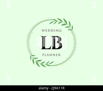 LB Initials Letter Hochzeit Monogram Logos Kollektion, handgezeichnete moderne minimalistische und florale Vorlagen für Einladungskarten, Save the Date, elegant Stock Vektor