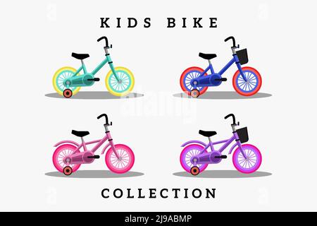 Kinder Fahrrad flache Illustration Kollektion Stock Vektor