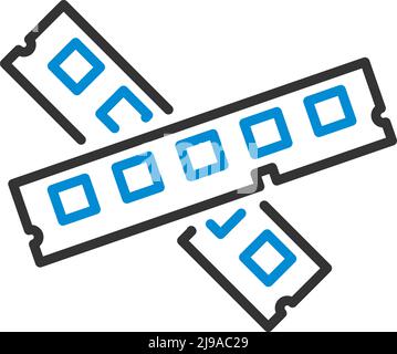 Symbol Für Computerspeicher. Editierbare Fett Formatigte Kontur Mit Farbfüllungsdesign. Vektorgrafik. Stock Vektor