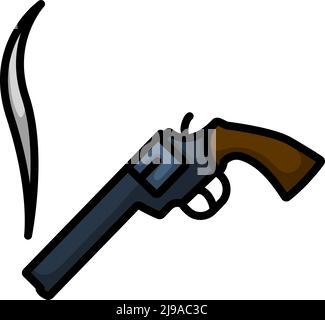 Symbol „Rauchrevolver“. Editierbare Fett Formatigte Kontur Mit Farbfüllungsdesign. Vektorgrafik. Stock Vektor