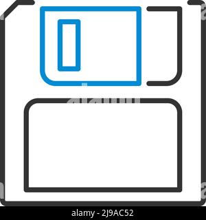 Diskettensymbol. Editierbare Fett Formatigte Kontur Mit Farbfüllungsdesign. Vektorgrafik. Stock Vektor