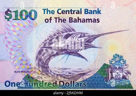 Blue Marlin from Bahamian Money - Dollars Stockfoto