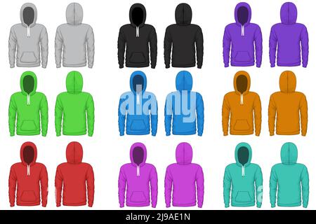 Raglan Hoodie Vektor Vorlage. Tuch Raglan, Sweatshirt Hoodie, tragen Kleidungsstück Illustration Stock Vektor