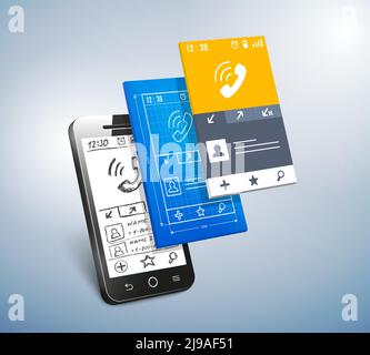 Mobile App und Web-Entwicklung Konzept Vektor Illustration Stock Vektor