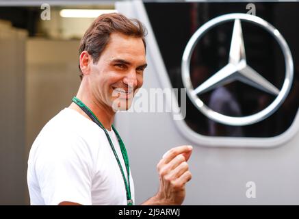 FEDERER Roger, Tennisspieler, eingeladen vom Mercedes AMG F1 Team, Portrait, während des Formel 1 Pirelli Grand Premio de Espana 2022, 6. Runde der FIA Formel 1 Weltmeisterschaft 2022, auf dem Circuit de Barcelona-Catalunya, vom 20. Bis 22. Mai 2022 in Montmelo, Spanien - Foto DPPI Stockfoto