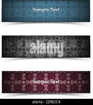 Drei horizontale isolierte Grunge Banner im Vintage-Stil und gesetzt Verschiedene Farben mit Platz für Text Vektor Illustration Stock Vektor