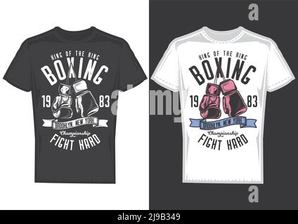 Muster im T-Shirt-Design mit Abbildung von Boxhandschuhen. Stock Vektor