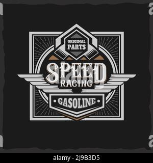 Vintage Label Design mit Schriftzug auf dunklem Hintergrund. T-Shirt-Design. Stock Vektor
