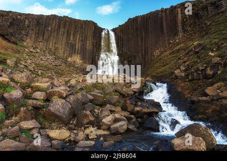 Studlafoss Wasserfall in Ostisland Stockfoto