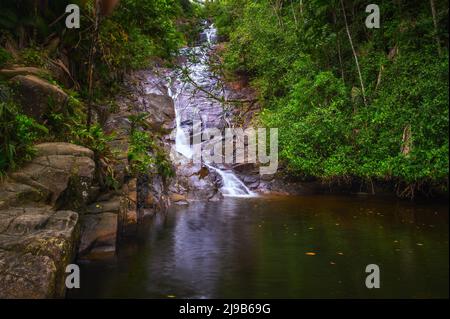 Sauzier Wasserfall auf der Insel Mahe, Seychellen Stockfoto