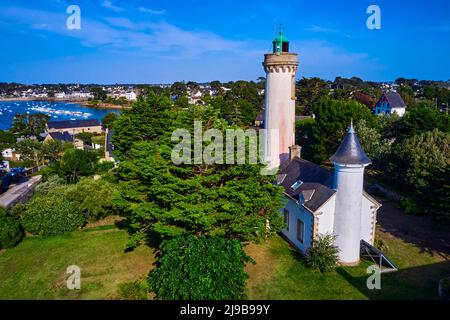 Frankreich, Morbihan (56), Golf von Morbihan, Bucht von Quiberon, regionaler Naturpark des Golfs von Morbihan, Presqu'ile de Rhuys, Arzon, der Leuchtturm von Stockfoto