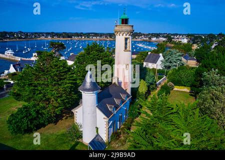 Frankreich, Morbihan (56), Golf von Morbihan, Bucht von Quiberon, regionaler Naturpark des Golfs von Morbihan, Presqu'ile de Rhuys, Arzon, der Leuchtturm von Stockfoto