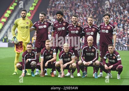 Glasgow, Schottland, 21.. Mai 2022. Das Hearts-Team vor dem Scottish Cup-Spiel im Hampden Park, Glasgow. Bildnachweis sollte lauten: Neil Hanna / Sportimage Stockfoto