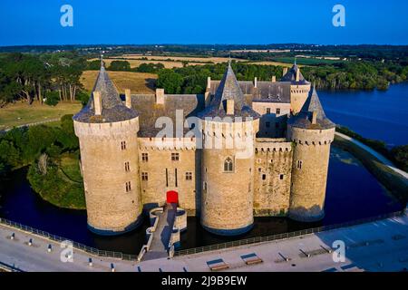 Frankreich, Morbihan, Golf von Morbihan, Halbinsel Rhuys, Sarzeau, Das mittelalterliche Schloss von Suscinio, Residenz der Herzöge der Bretagne Stockfoto