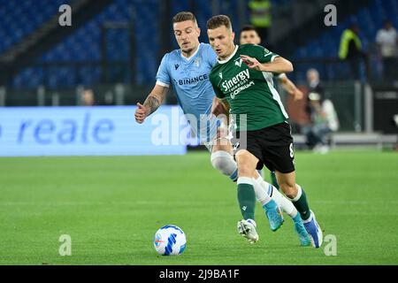 Foto Fabrizio Corragetti / LaPresse21 Maggio 2022 Roma, Italia Sport calcio SS Lazio vs Hellas Verona - Campionato di calcio Serie A Tim 2021/2022 - Stadio Olimpico. Nella foto: Darko Lazovic (Hellas Verona FC) Sergej Milinkovic-Savic (SS Lazio) 21.. Mai 2022 Rom, Italien Sportfußball SS Lazio vs Hellas Verona - Italienische Fußball-Liga A Tim 2021/2022 - Olympiastadion im Bild: Darko Lazovic (Hellas Verona FC) Sergej Milinkovic-Savic (SS Lazio) Stockfoto